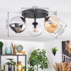Koyoto Plafondlamp, Kogellampje Amber, Chroom, Duidelijk, Rookkleurig, 3-lichts