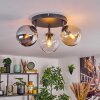 Koyoto Plafondlamp, Kogellampje Amber, Chroom, Duidelijk, Rookkleurig, 3-lichts