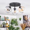Koyoto Plafondlamp, Kogellampje Amber, Duidelijk, Rookkleurig, 3-lichts