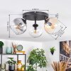 Koyoto Plafondlamp, Kogellampje Amber, Duidelijk, Rookkleurig, 3-lichts