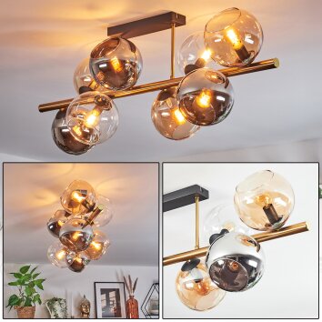 Koyoto Plafondlamp, Kogellampje Goud, Zwart, 8-lichts