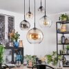 Koyoto Hanglamp, Kogellampje, Hanglamp Amber, Duidelijk, Rookkleurig, 5-lichts