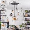 Koyoto Hanglamp, Kogellampje, Hanglamp Amber, Duidelijk, Rookkleurig, 5-lichts