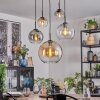 Koyoto Hanglamp, Kogellampje, Hanglamp Amber, Duidelijk, Rookkleurig, 5-lichts