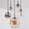 Koyoto Hanglamp, Kogellampje, Hanglamp Amber, Duidelijk, Rookkleurig, 5-lichts