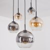 Koyoto Hanglamp, Kogellampje, Hanglamp Amber, Duidelijk, Rookkleurig, 5-lichts