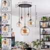 Koyoto Hanglamp, Kogellampje, Hanglamp Amber, Duidelijk, 5-lichts