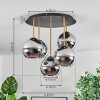 Koyoto Plafondlamp, Kogellampje 45 cm Messing, Zwart, 5-lichts