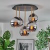 Koyoto Plafondlamp, Kogellampje 45 cm Messing, Zwart, 5-lichts