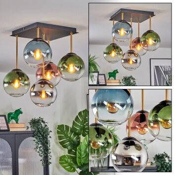 Gastor Plafondlamp, Kogellampje Goud, Zwart, 5-lichts