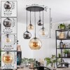 Koyoto Hanglamp, Kogellampje, Hanglamp Amber, Chroom, Duidelijk, Rookkleurig, 5-lichts