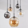 Koyoto Hanglamp, Kogellampje, Hanglamp Amber, Chroom, Duidelijk, Rookkleurig, 5-lichts