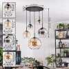 Koyoto Hanglamp, Kogellampje, Hanglamp Amber, Duidelijk, Rookkleurig, 5-lichts