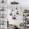 Koyoto Hanglamp, Kogellampje, Hanglamp Chroom, Duidelijk, Rookkleurig, 5-lichts