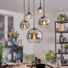 Koyoto Hanglamp, Kogellampje, Hanglamp Chroom, Duidelijk, Rookkleurig, 5-lichts