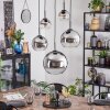 Koyoto Hanglamp, Kogellampje, Hanglamp Chroom, Duidelijk, Rookkleurig, 5-lichts