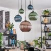 Koyoto Hanglamp, Kogellampje, Hanglamp Blauw, Groen, Koperkleurig, 5-lichts