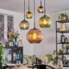 Koyoto Hanglamp, Kogellampje, Hanglamp Blauw, Groen, Koperkleurig, 5-lichts