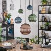 Koyoto Hanglamp, Kogellampje, Hanglamp Blauw, Groen, Koperkleurig, 5-lichts