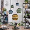 Koyoto Hanglamp, Kogellampje, Hanglamp Blauw, Goud, Groen, 5-lichts