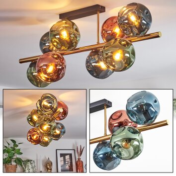 Ripoll Plafondlamp, Kogellampje Goud, Zwart, 8-lichts