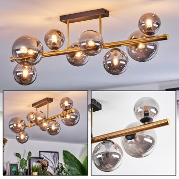 Chehalis Plafondlamp, Kogellampje Goud, Zwart, 8-lichts