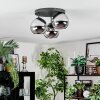 Koyoto Plafondlamp, Kogellampje 30 cm Chroom, Rookkleurig, 3-lichts