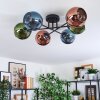 Koyoto Plafondlamp, Kogellampje 59 cm Blauw, Groen, Koperkleurig, 6-lichts