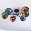 Koyoto Plafondlamp, Kogellampje 59 cm Blauw, Groen, Koperkleurig, 6-lichts