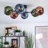 Koyoto Plafondlamp, Kogellampje 59 cm Blauw, Groen, Koperkleurig, 6-lichts