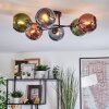 Koyoto Plafondlamp, Kogellampje 59 cm Blauw, Groen, Koperkleurig, 6-lichts