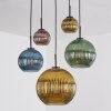 Koyoto Hanglamp, Kogellampje, Hanglamp Blauw, Goud, Groen, Koperkleurig, 5-lichts