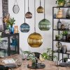 Koyoto Hanglamp, Kogellampje, Hanglamp Blauw, Goud, Groen, Koperkleurig, 5-lichts