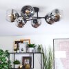 Koyoto Plafondlamp, Kogellampje 59 cm Chroom, Duidelijk, Rookkleurig, 6-lichts