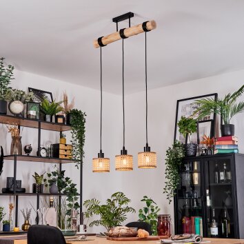 Barcos Hanglamp, Hanglamp Natuurlijke kleuren, Zwart, 3-lichts