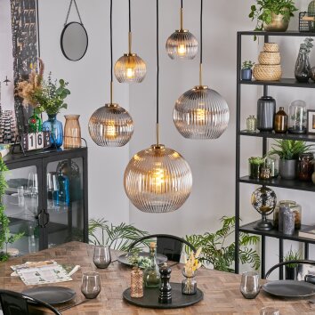 Koyoto Hanglamp, Kogellampje, Hanglamp Goud, Zwart, 5-lichts