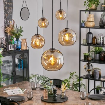 Ripoll Hanglamp, Kogellampje, Hanglamp Amber, 5-lichts