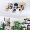 Ripoll Plafondlamp, Kogellampje Amber, Duidelijk, Rookkleurig, 6-lichts