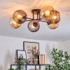 Koyoto Plafondlamp, Kogellampje 59 cm Amber, Rookkleurig, 6-lichts