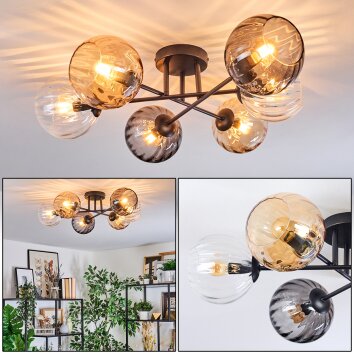 Koyoto Plafondlamp, Kogellampje 59 cm Amber, Duidelijk, Rookkleurig, 6-lichts