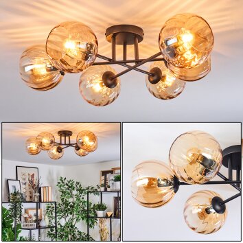 Koyoto Plafondlamp, Kogellampje 59 cm Amber, 6-lichts