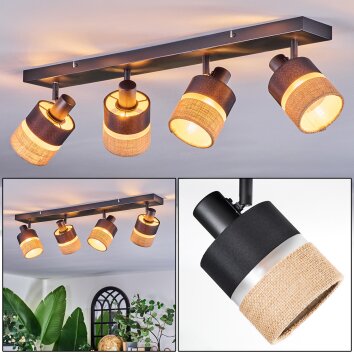 Fallhagen Plafondlamp, Plafondspot Zwart, 4-lichts