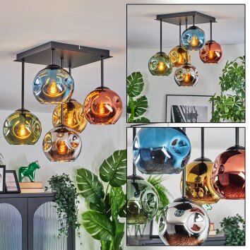Ripoll Plafondlamp, Kogellampje Blauw, Chroom, Goud, Groen, Koperkleurig, Rookkleurig, 5-lichts