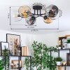 Ripoll Plafondlamp, Kogellampje Amber, Duidelijk, Rookkleurig, 6-lichts