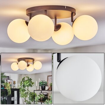 Chehalis Plafondlamp, Kogellampje Wit, 4-lichts