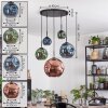 Ripoll Hanglamp, Kogellampje, Hanglamp Blauw, Groen, Koperkleurig, 5-lichts