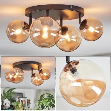Chehalis Plafondlamp, Kogellampje Amber, 4-lichts