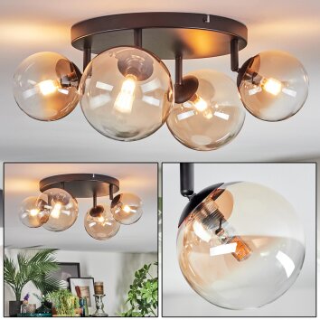 Chehalis Plafondlamp, Kogellampje Amber, Duidelijk, 4-lichts