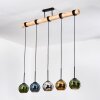 Koyoto Hanglamp, Kogellampje, Hanglamp Natuurlijke kleuren, Zwart, 5-lichts