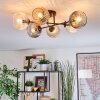 Ripoll Plafondlamp, Kogellampje Amber, Duidelijk, Rookkleurig, 6-lichts